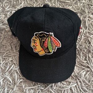 Black Chicago-Style Embroidered Hockey Logo Cap